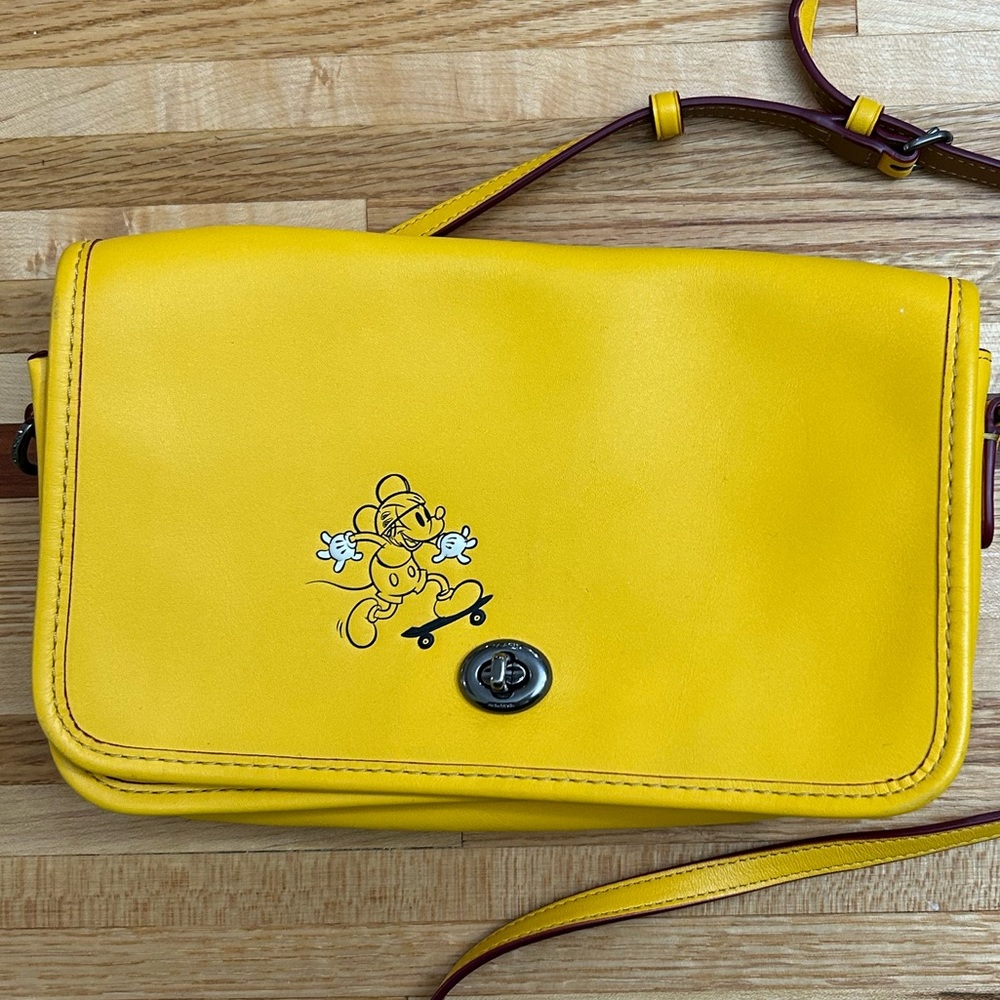 Disney X Coach Mickey Mouse Small Yellow Crossbody LIMITED EDITION Leather Bag